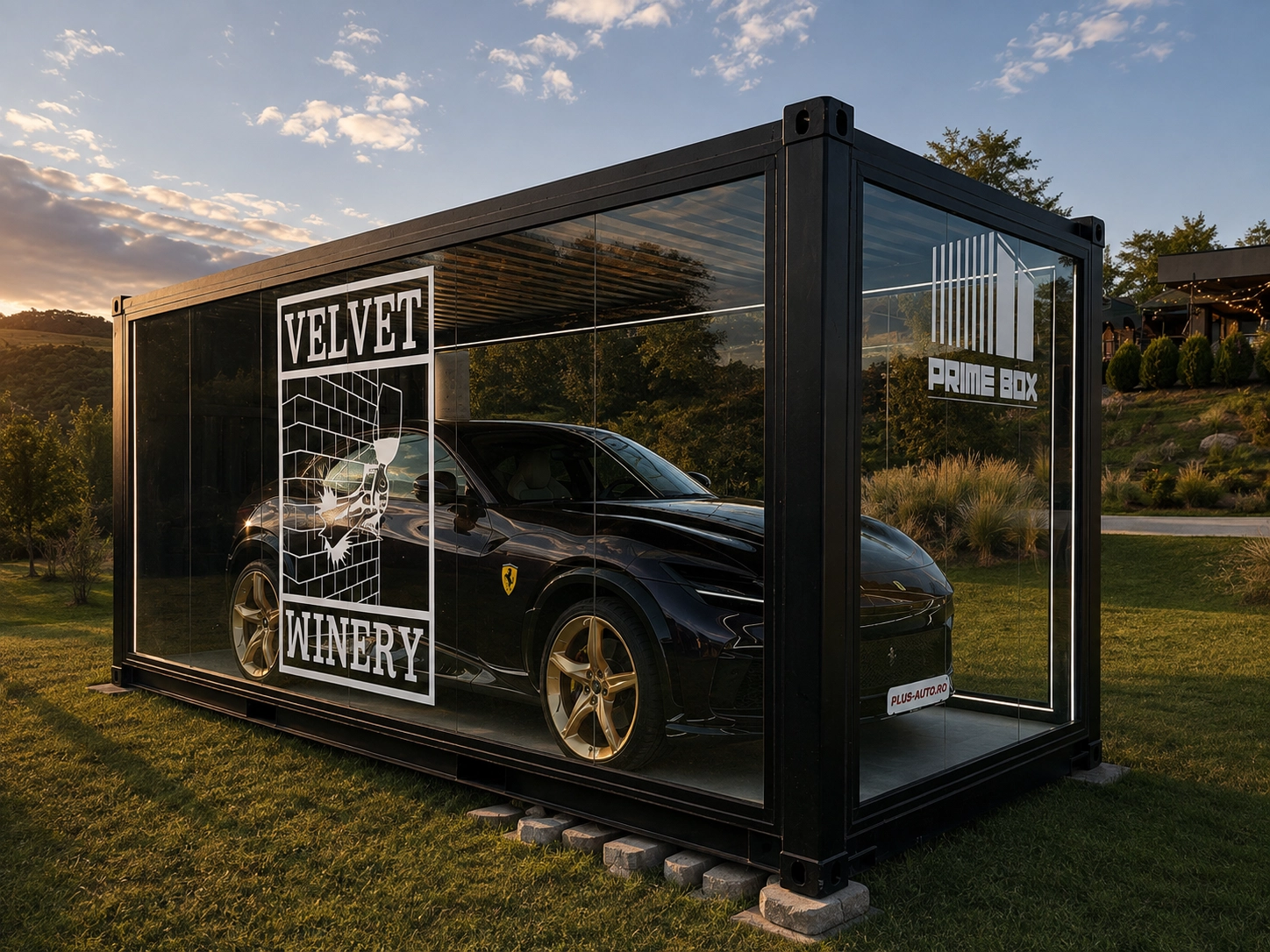 Showroom auto din container modular vitrat