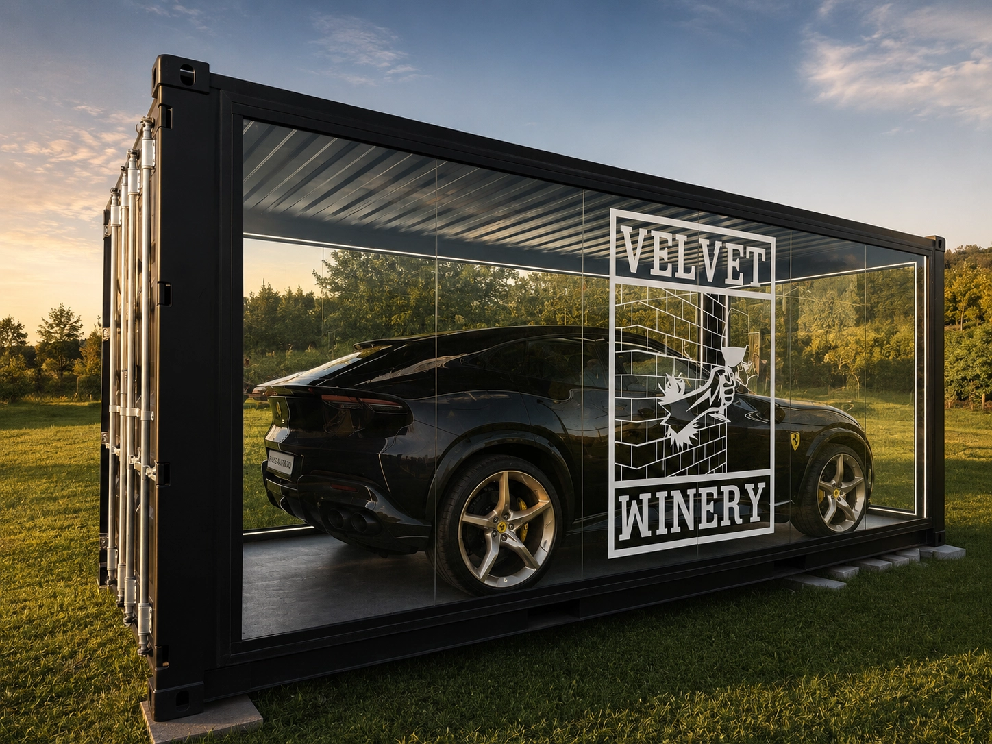 Showroom auto din container modular vitrat